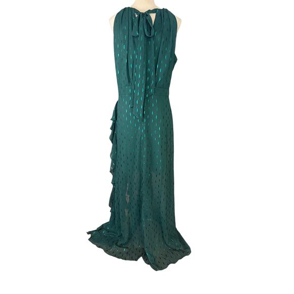 Betsy & Adam Clip-Dot Tiered Ruffled formal Gown in Green size 14 NWT Elegant - Picture 2 of 13